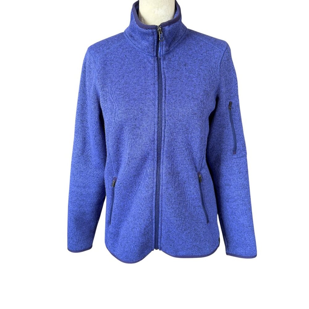 L.L. Bean women's full zip mock neck sweatshirt royal blue size small petite